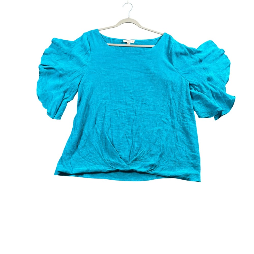 Umgee Puff Sleeve‎ Twist Front Top Womens 1X Romantic Cottagecore Boho